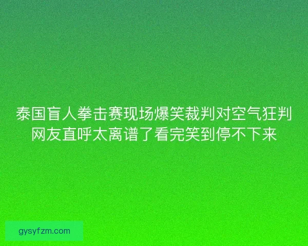 泰国盲人拳击赛现场爆笑裁判对空气狂判网友直呼太离谱了看完笑到停不下来